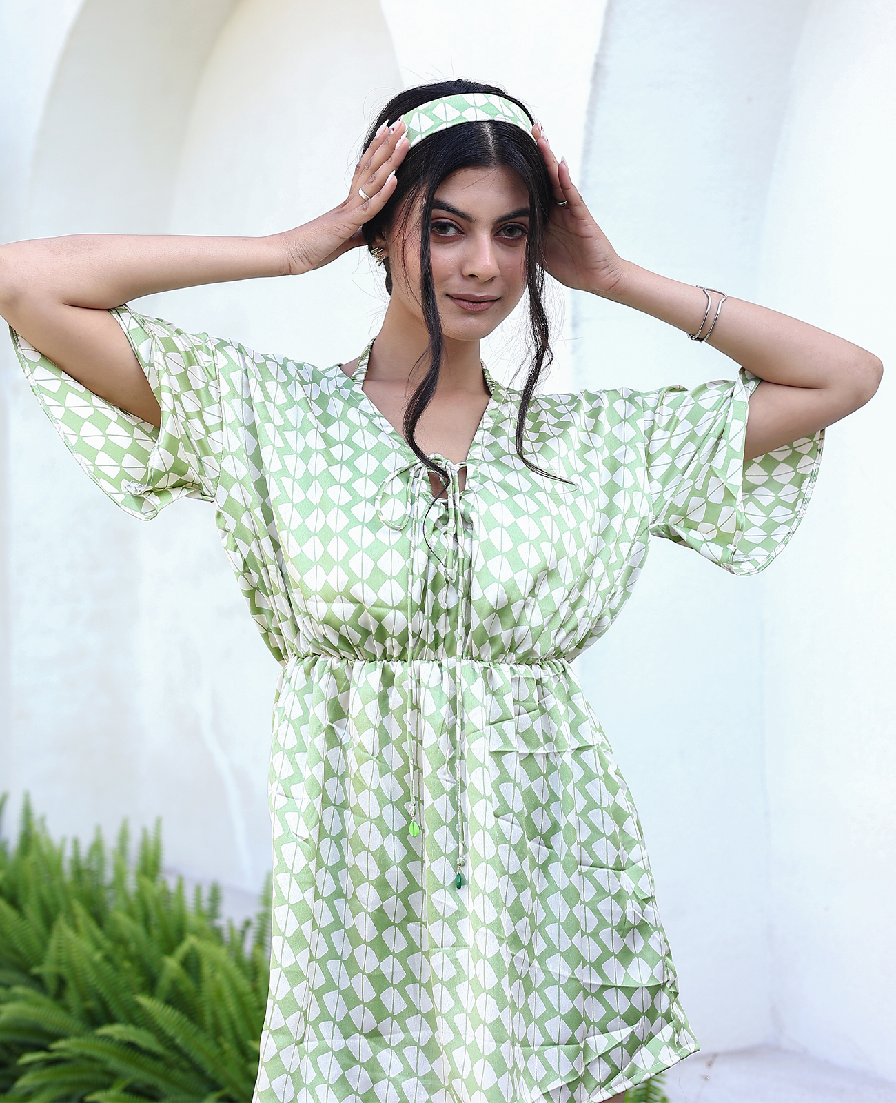 Mod Muse Tie-Front Romper with Flutter Sleeves