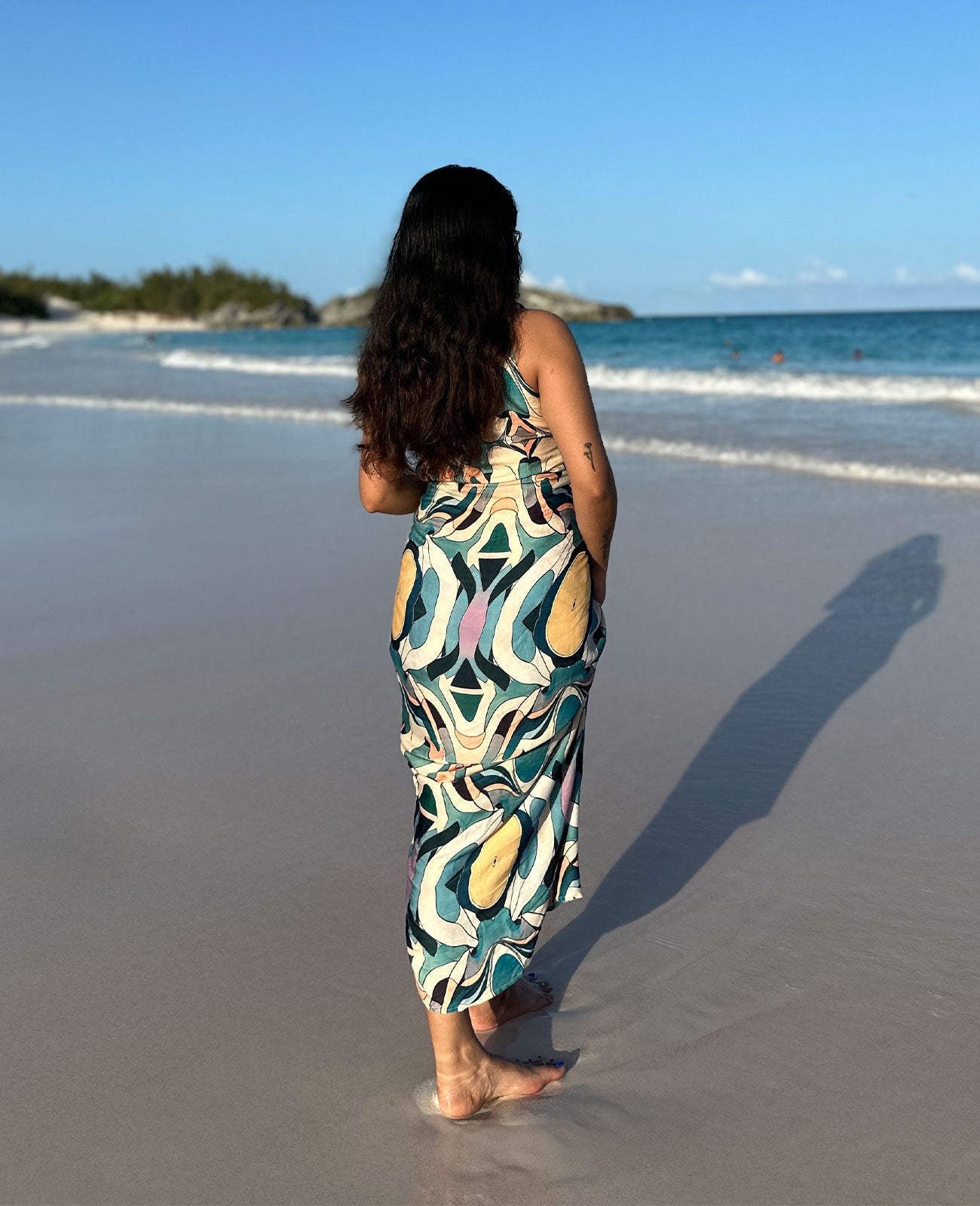 Coastal Mosaic One Shoulder Wrap Dress