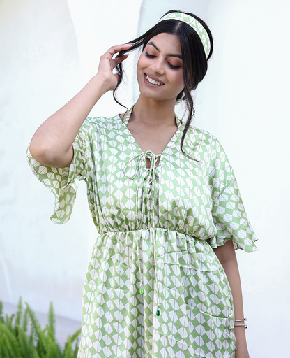 Mod Muse Tie-Front Romper with Flutter Sleeves
