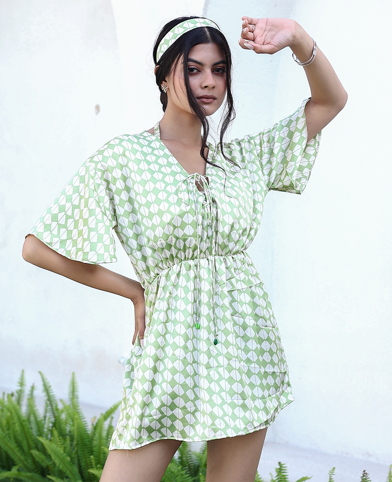 Mod Muse Tie-Front Romper with Flutter Sleeves