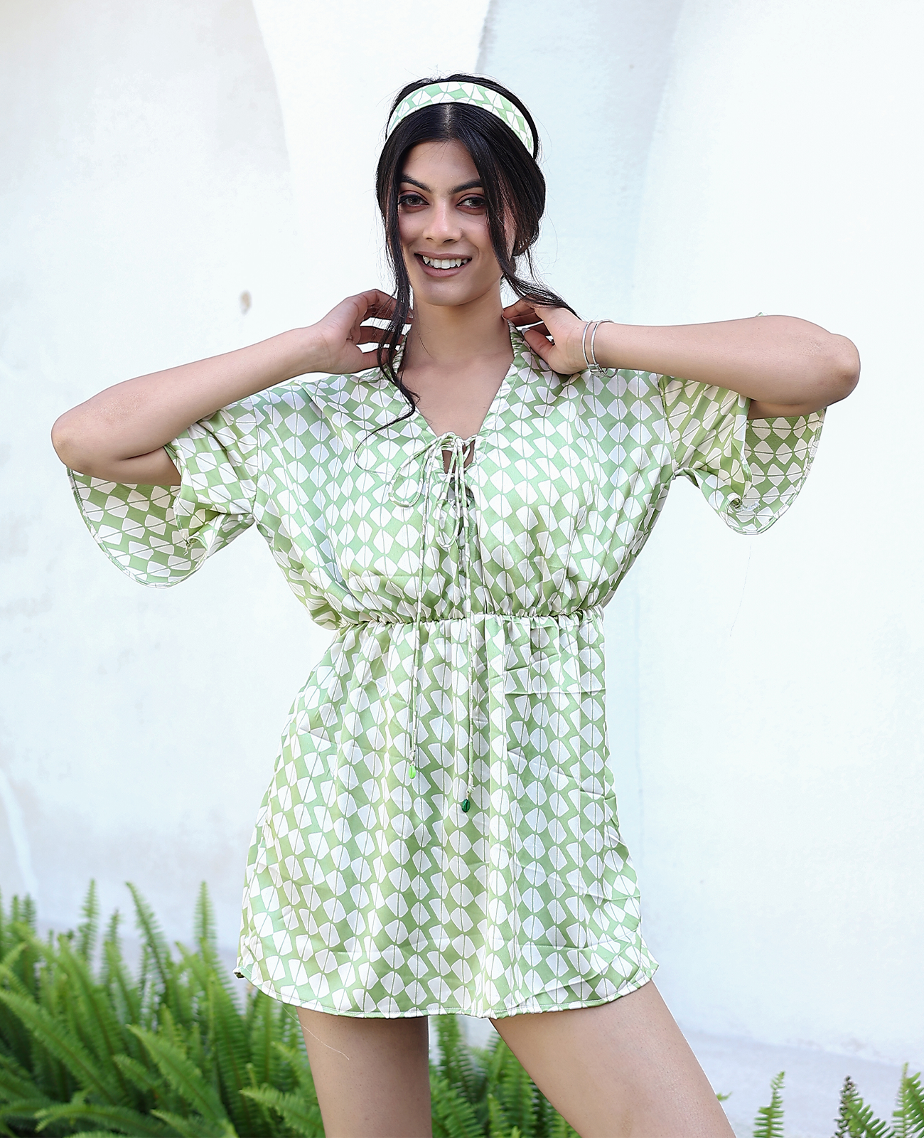 Mod Muse Tie-Front Romper with Flutter Sleeves