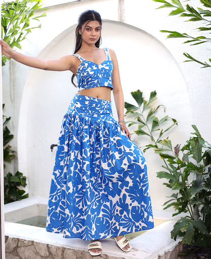 Bluebell Dreams Ruched Crop Top & Maxi Skirt Set