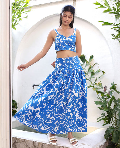 Bluebell Dreams Ruched Crop Top & Maxi Skirt Set