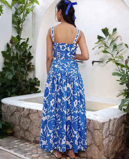Bluebell Dreams Ruched Crop Top & Maxi Skirt Set
